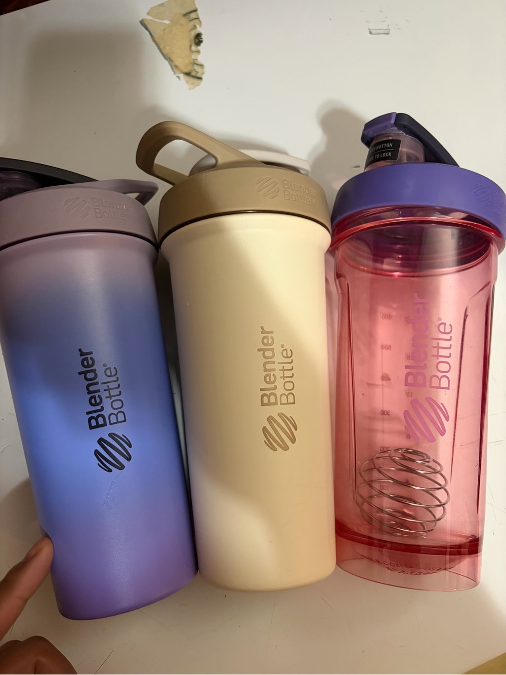 BlenderBottle Trio: Purple Ombre, Cream & Pink Shaker Set